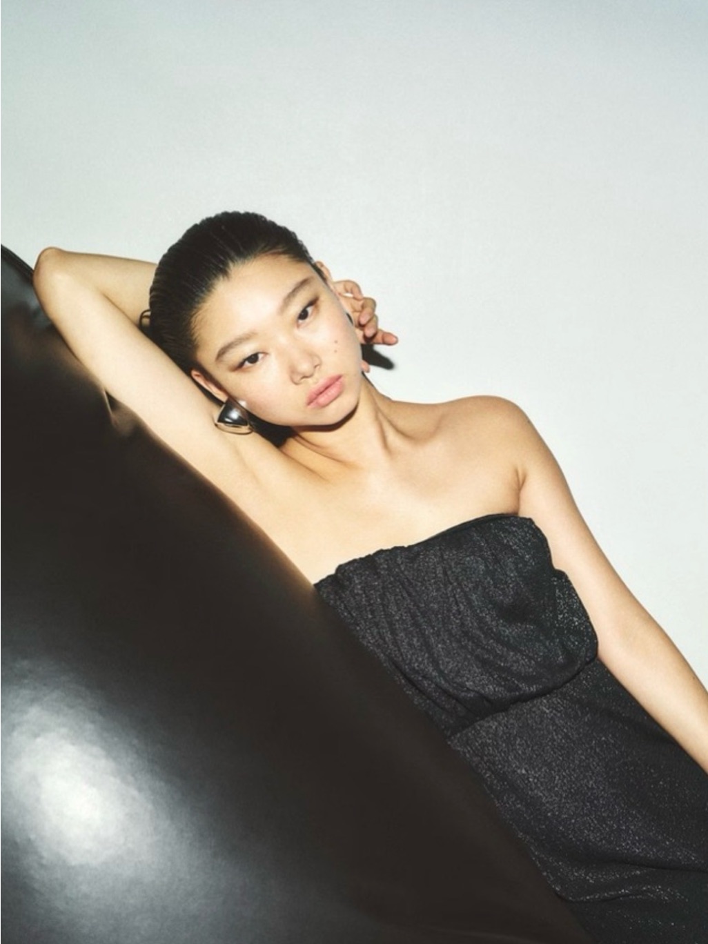 H&M Black Shimmer Strapless Wide-Leg Jumpsuit